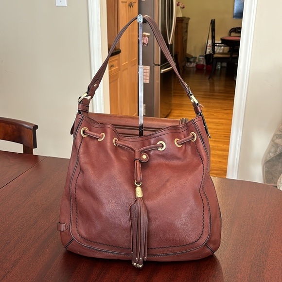 Cole Haan Leather Drawstring Shoulder Bag EUC - Picture 2 of 16